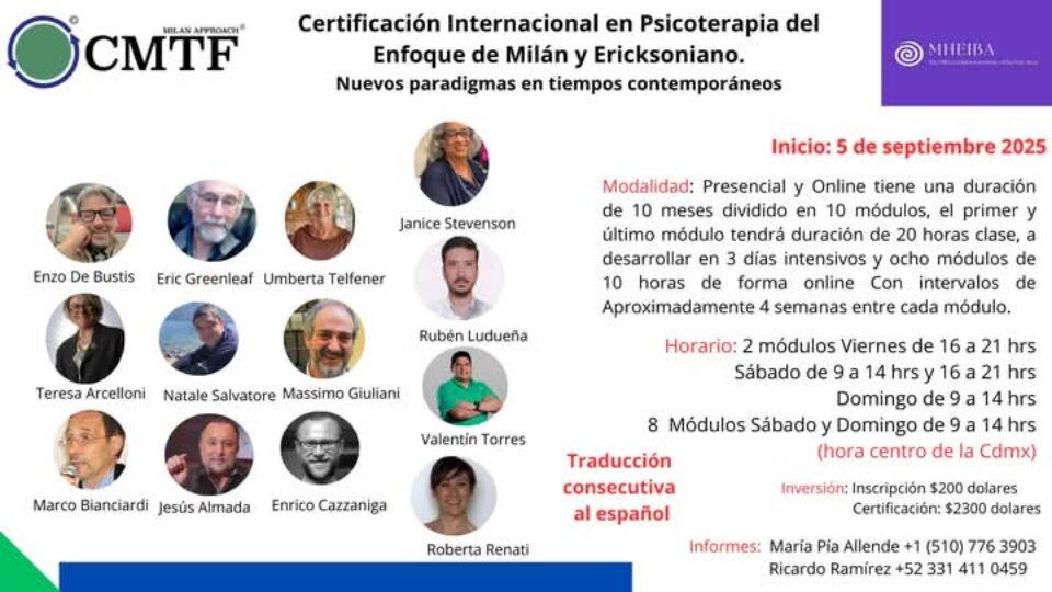 Certificazione Internazionale in Psicoterapia | 5.09.2025