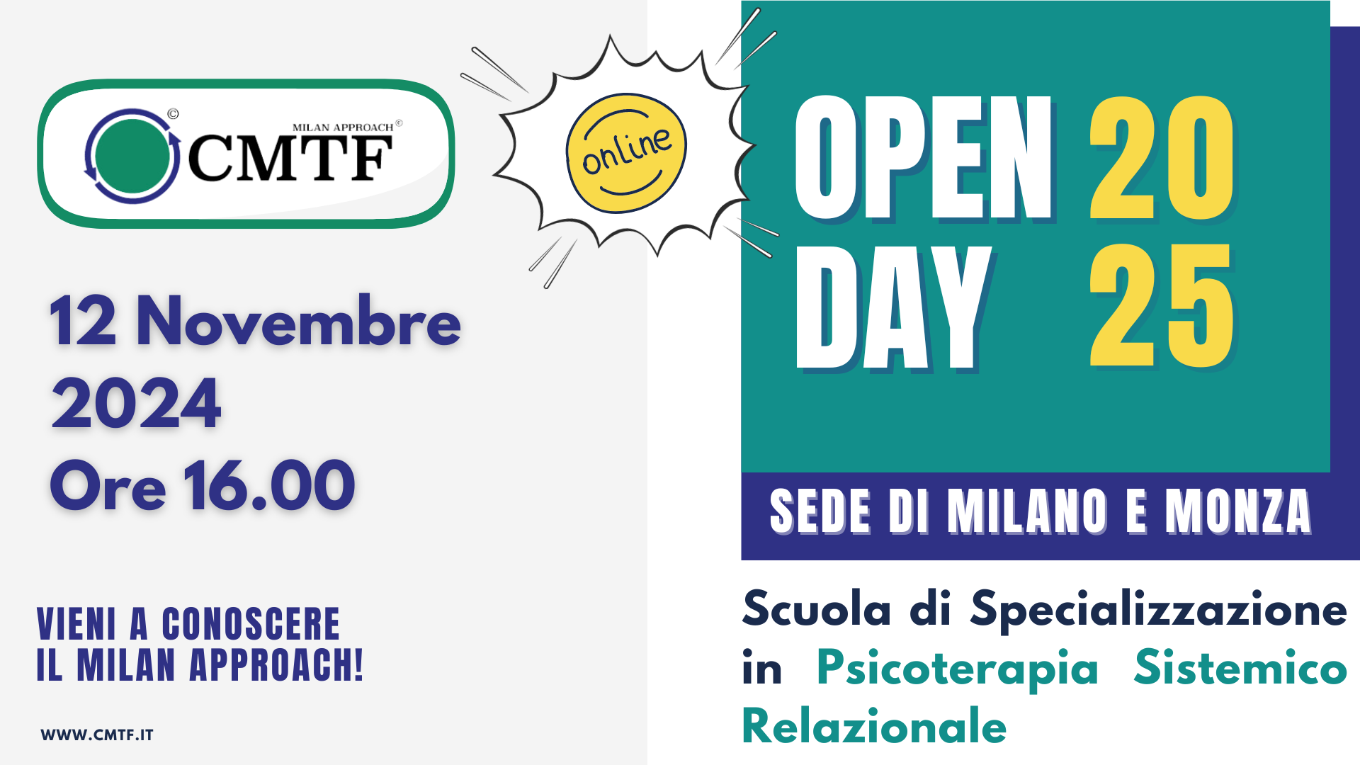 12 Novembre – OPEN DAY ONLINE della Scuola di Specializzazione